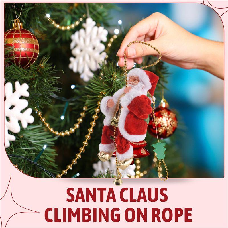 ABIY Happy New Christmas Decorations Santa Claus Automatic Climbing On Rope For Home Indoor Shop Xmas Gift Wall Window