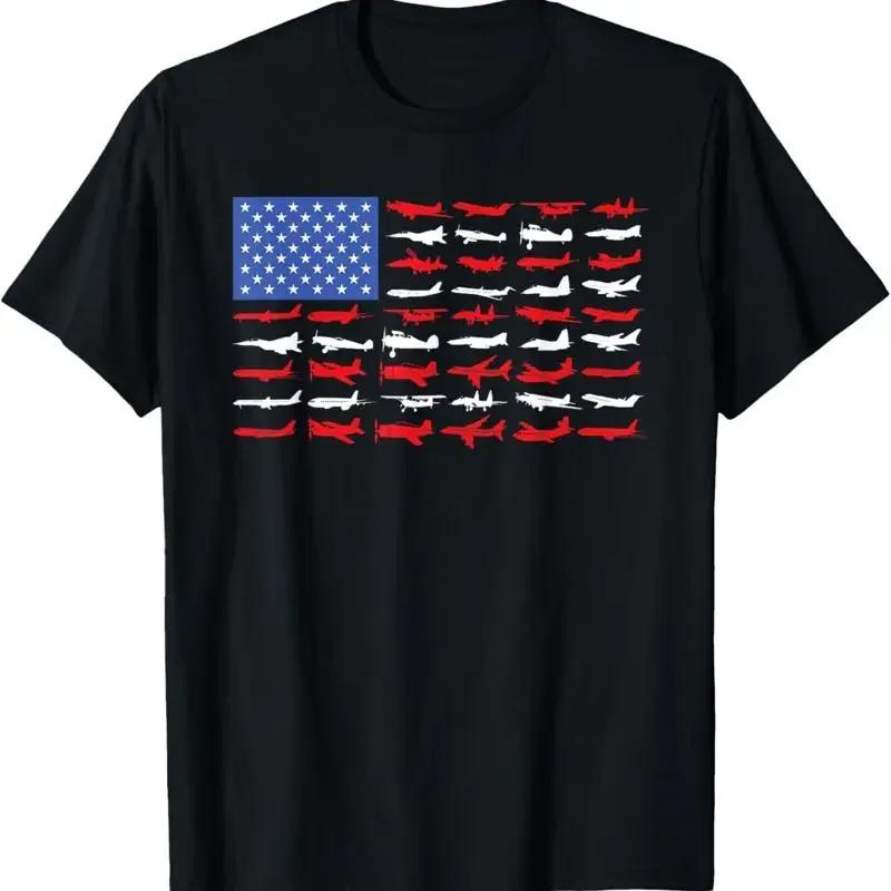 Pilot Airplane American Flag Plane Aviation T Shirt