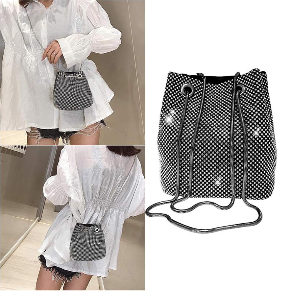 Crossbody Bag Sequined Bucket Bag Rhinestone Clutches For Women