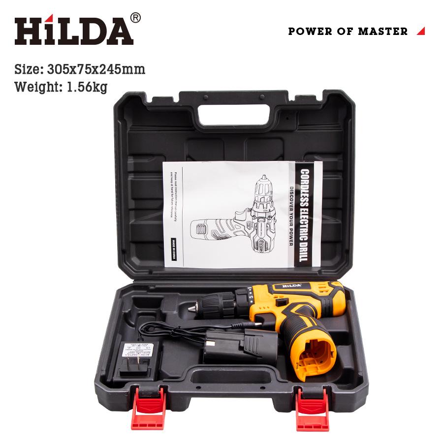 HILDA Multi-Function Rechargeable Lithium Electric Hand Drill/Screwdriver for Household Use