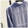 Spring Women's Clothing Shirt Medium Long Containing Cotton Shirt Loose Fit Long Sleeve Double Pocket Rolled Sleeve Thin Blouse