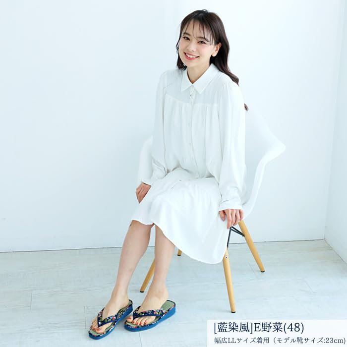 Takeharu Tatami Indigo Vegetable Color Medium Women's Japanese-Made Sandals/Slippers, Dyed, (Size 48),