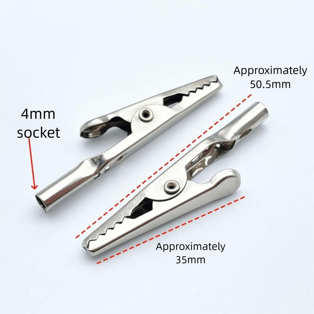 10Pcs/Set Nickel Plated Alligator Clips 51mm 10A Battery Clamps Electrical Testing