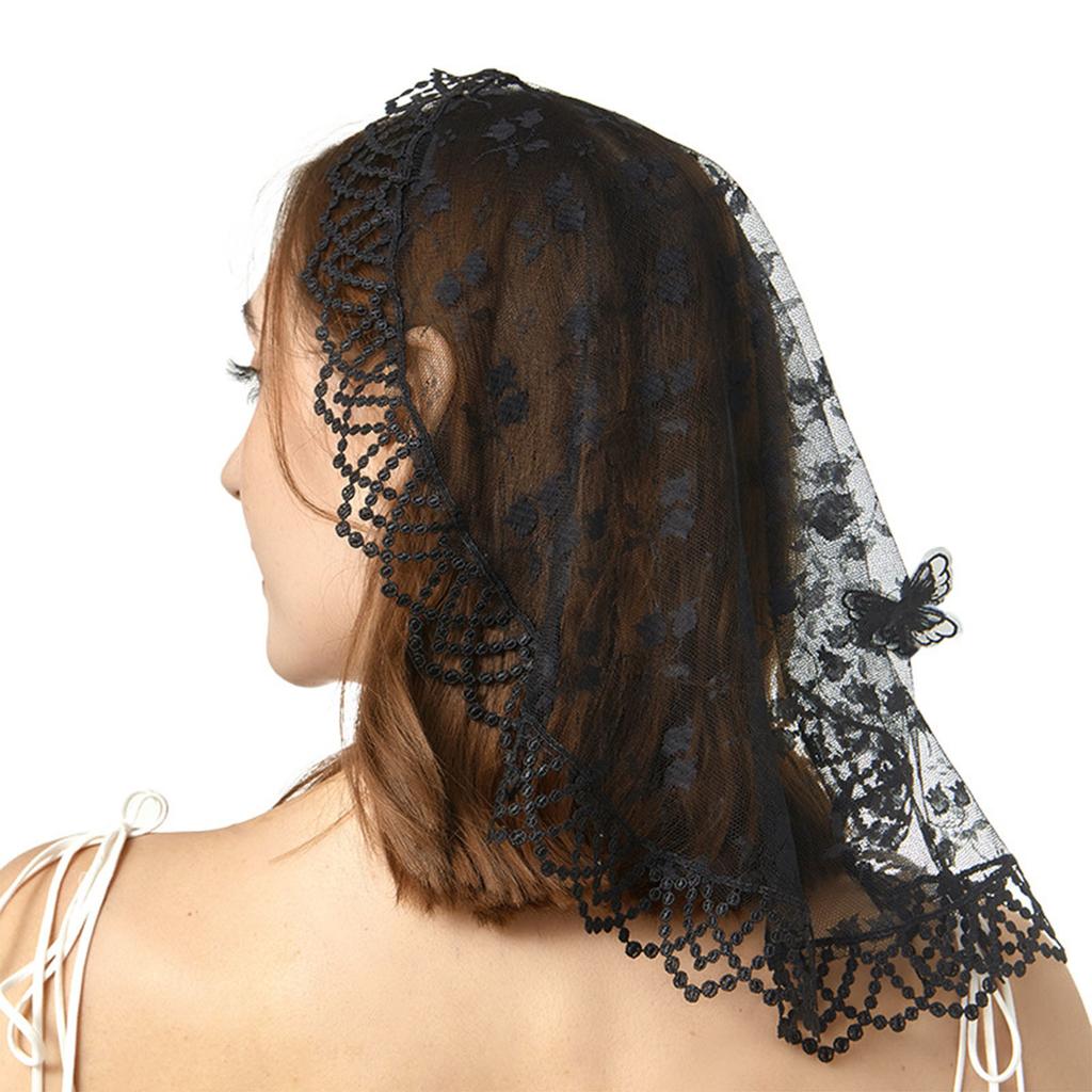 Multiuse Lace Mantilla Veil Church Headscarf Catholic Mass Veil for Various Occasion Headcover Religious Event Accessory