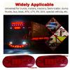 8PCS Red LED Running Board Side Marker Clearance Lights 12V for Truck Trailer RV Bus Boat | Waterproof Flat Base