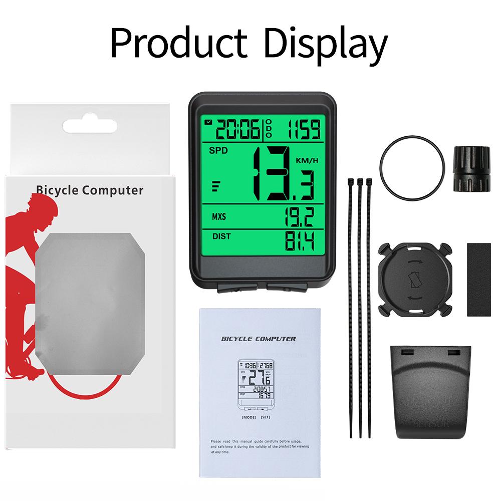 Replaceable Battery 180 Hours Ultra-Long Standby Wireless Bike Computer LCD Auto Backlight for Cycling Realtime Speed Track