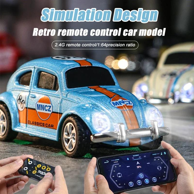 Retro Alloy Beetle Toy 1:64 Mini Car 2.4G Remote Control Long Battery Life Wireless Car Kids Gift Ideal For Home And Outdoor Toy
