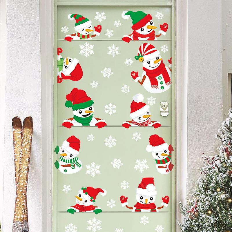 New Christmas window sticker cartoon Christmas snowman Christmas tree window Christmas snowflake decoration sticker