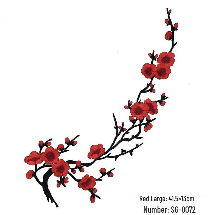 

Большая самоклеящаяся термоаппликация с вышивкой «Цветы сливы» для пальто и курток.