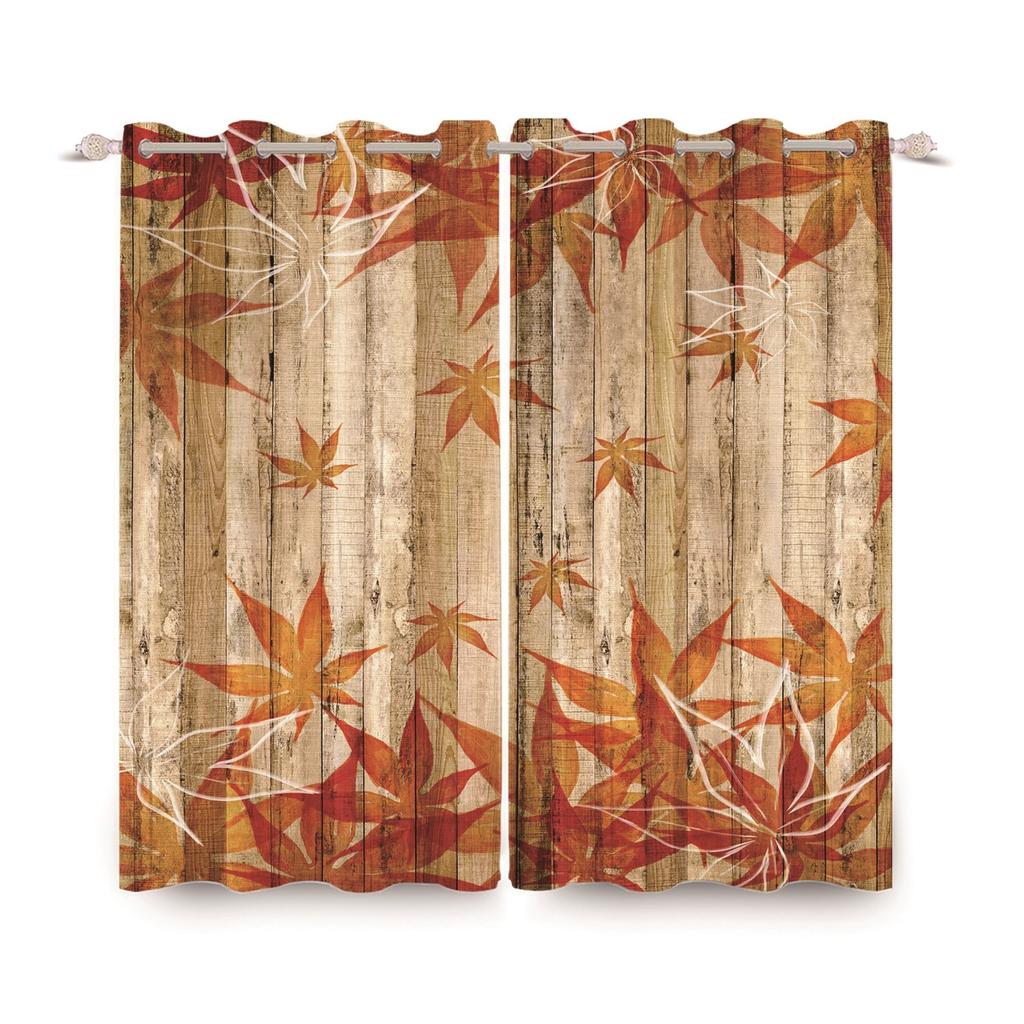 Autumn Wood Maple Leaf Blackout Curtains Fall Foliage Pattern Window Curtain for Bedroom Thermal Insulated Room Darkening Drapes