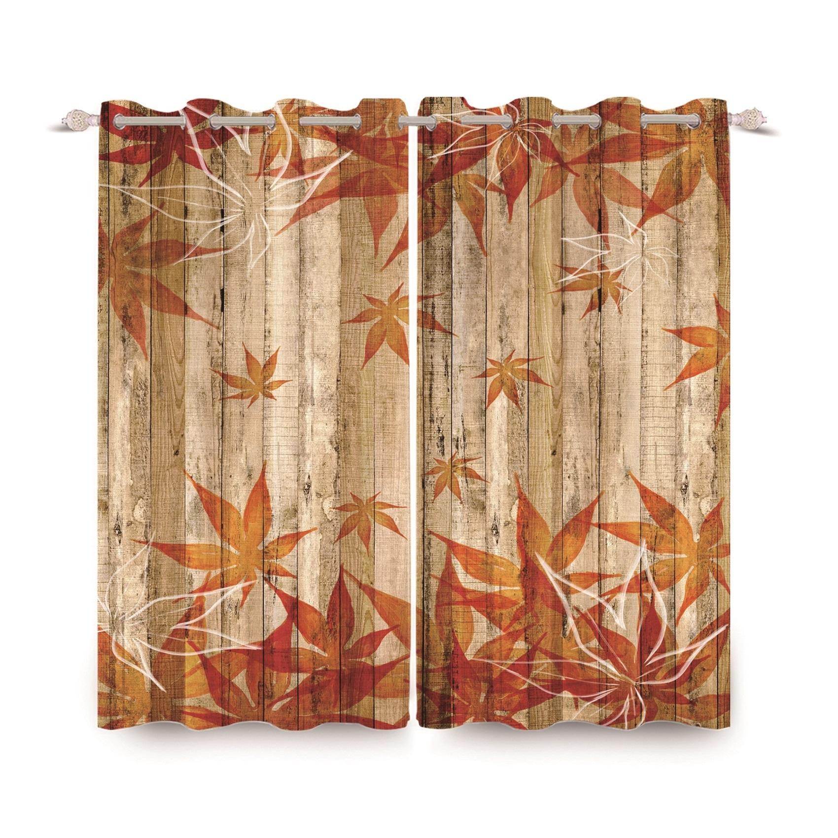 

Autumn Wood Maple Leaf Blackout Curtains Fall Foliage Pattern Window Curtain for Bedroom Thermal Insulated Room Darkening Drapes 53x137cm 2pcs