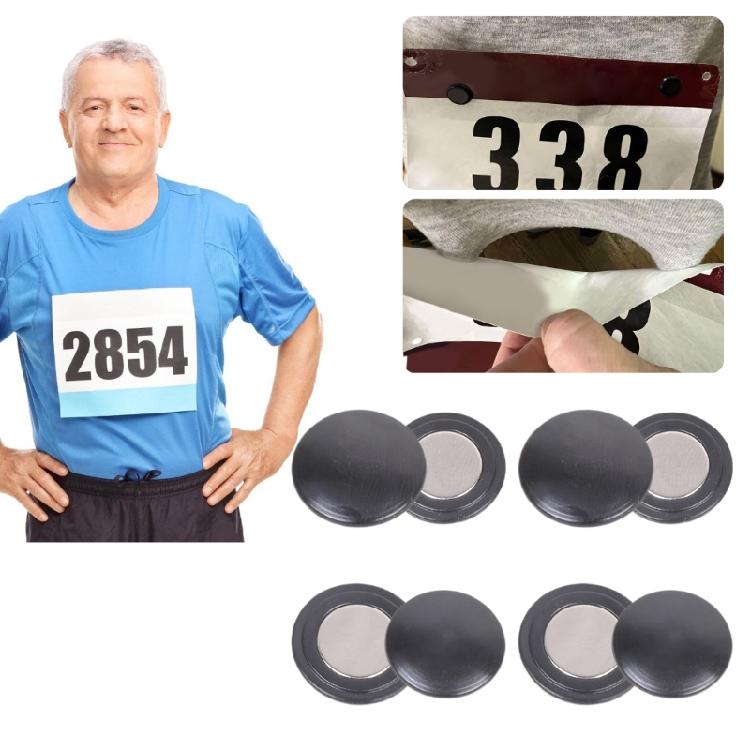 4 Pairs Athletic Bib Magnets Number Holder Calsp Round Shape For Race Number Lightweight Sport Equipment