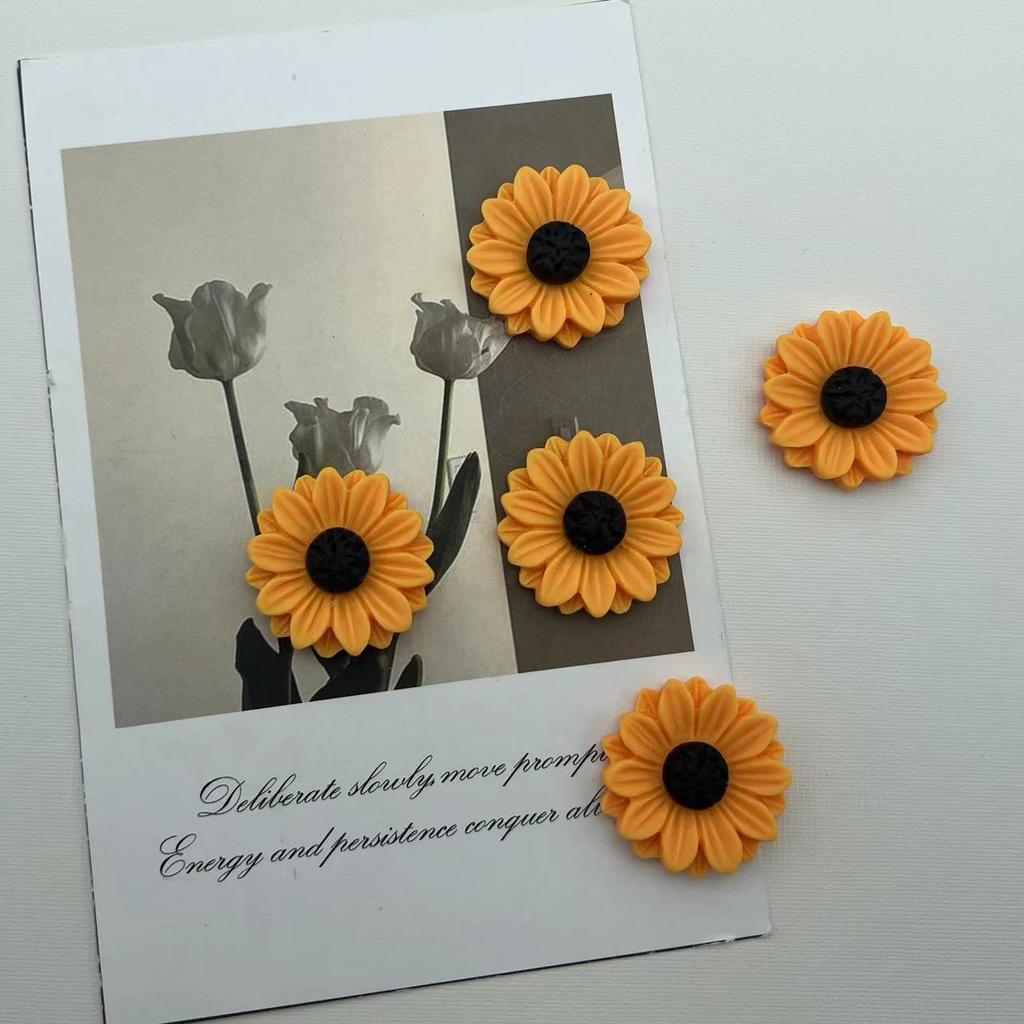 10/20pcs Sunflower Resin Magnets Kitchen Fridge Office Message Board Suitable Holiday Gifts Accessories Home Whiteboard Decorate