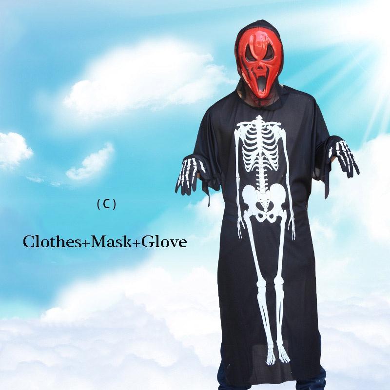 Premium Quality Halloween Costume Masquerade With Human Skeleton Ghost And Devil Mask