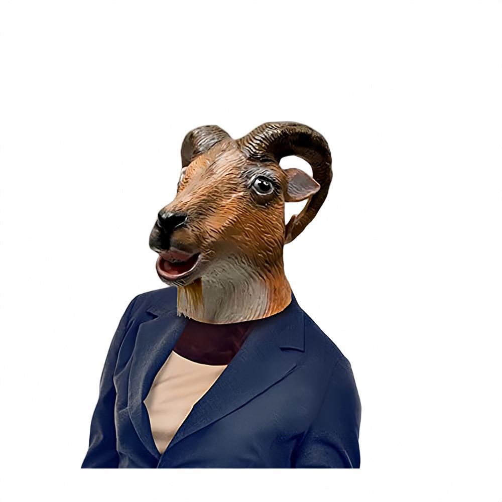 Head Funny Goat Latex Mask Animal Headgear For Halloween Costumes And Parties