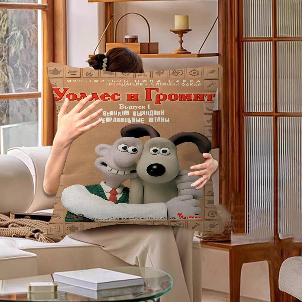 Kawaii WWallace und Gromit Anime Kissenbezug Zoll Bauernhaus Dekor Heim Überwurfskissenbezüge Für Sofadekorationen