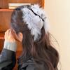 Korean Style Satin Triangle Shark Clip Elegant Women Hairgrips Fluffy Feather Hair Claw  Daily
