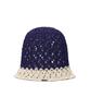 Bajal Metal Tip Crochet Two-Tone Bucket Hat Navy