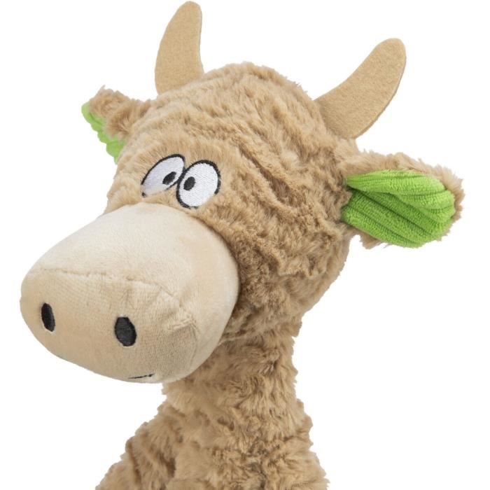 Jouet peluche pour chien - Trixie - Vache - Beige - Robuste - Avec son