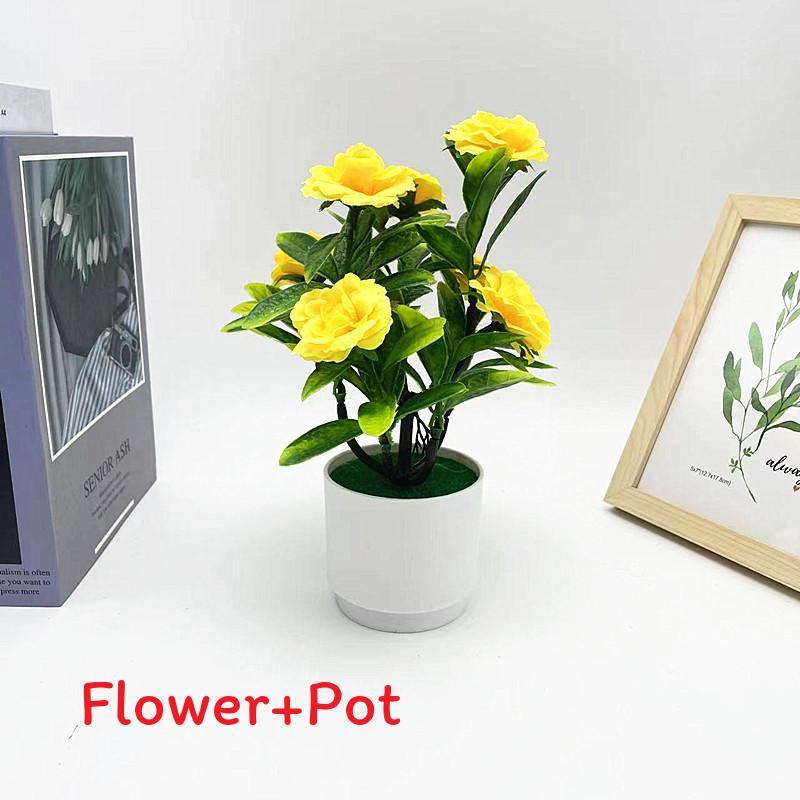 Rose Flower Plastic Fake Potted Plant Bonsai For Tabletop Decor And Use Event