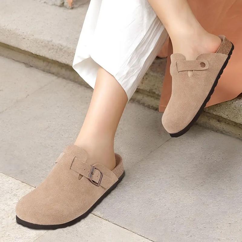 Fashion Litfun New Men's Clogs Genuine Suede Mules Slippers Fashion Men's Cork Sandals With Arch Support Classic Men Cork Footbed Clogs