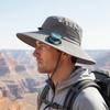 Buckle Hat with Dual Fans Large Battery Solar Charging Full-Face Sun Protection Large Brim Sun Hat Adjustable Drawstring Walking Cooling Hat