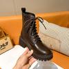 New Chelsea Short Boots Women's British Short Single Boots Round Martin Boots Heightened Thick-soled Cigarette Boots