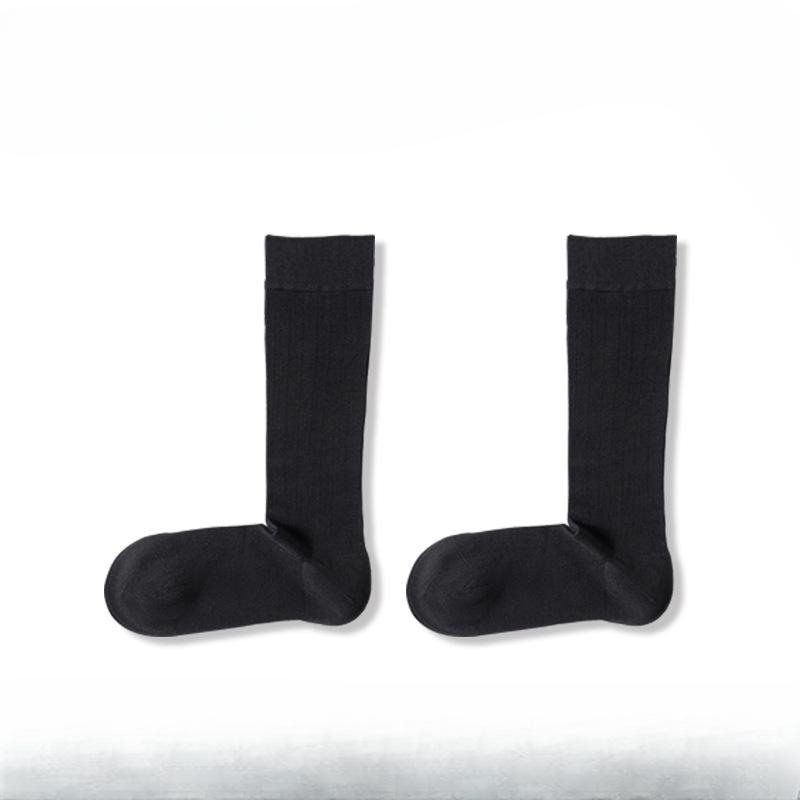 

Women s Slim Anti Pilling Right Angle and Casual Vertical Bar Height Solid Color Calf Pile Socks 1 pair чорний