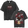 Tvättad Vintage Japansk Anime Chainsaw Man Denji T-shirt Herr Dam Mode Kortärmade T-shirts Bomull Överdimensionerade T-shirts