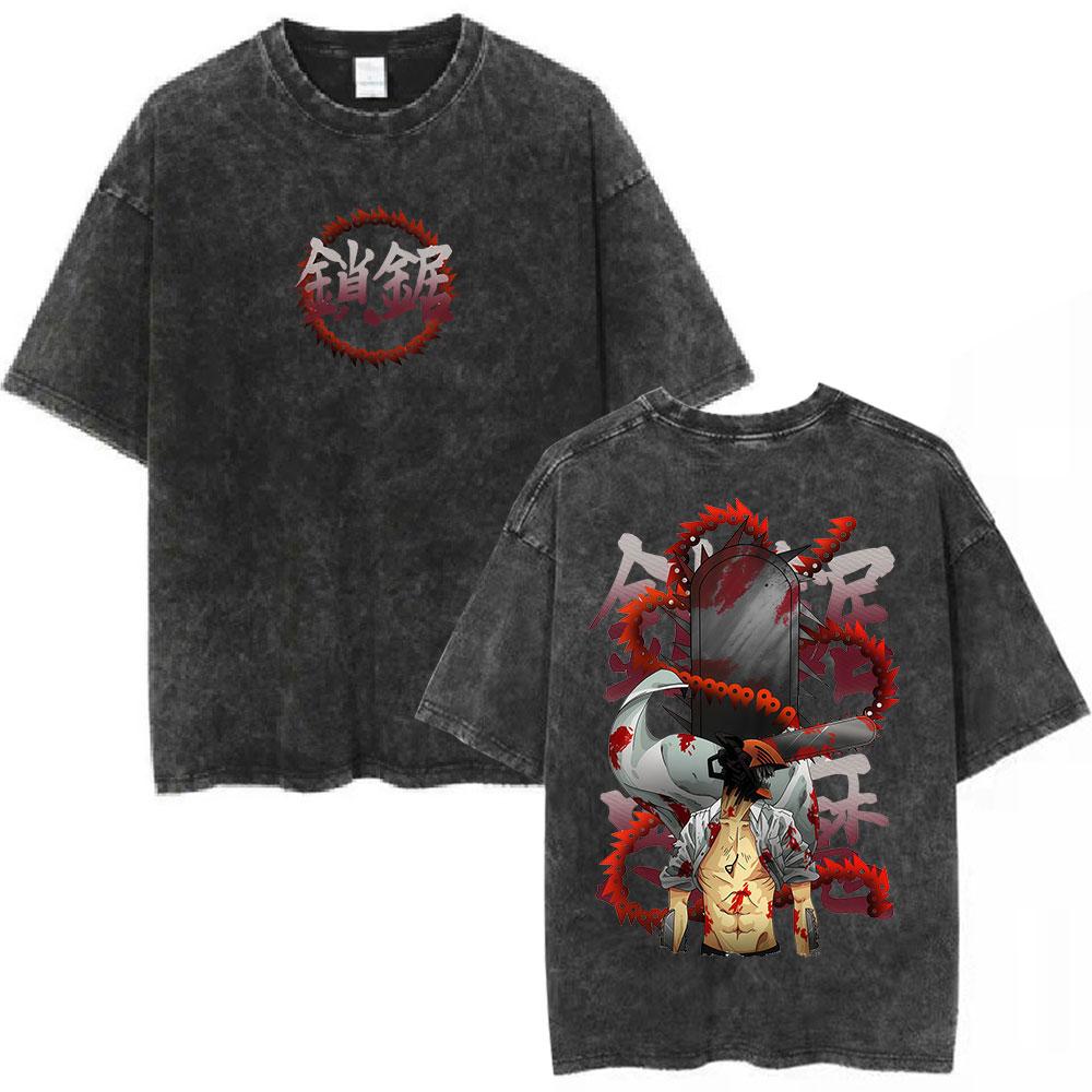 

Washed Vintage Anime Chainsaw Man Makima Tshirt Mens Women Clothing Fashion Short Sleeve T Shirts Cotton Oversized Tshirts S
