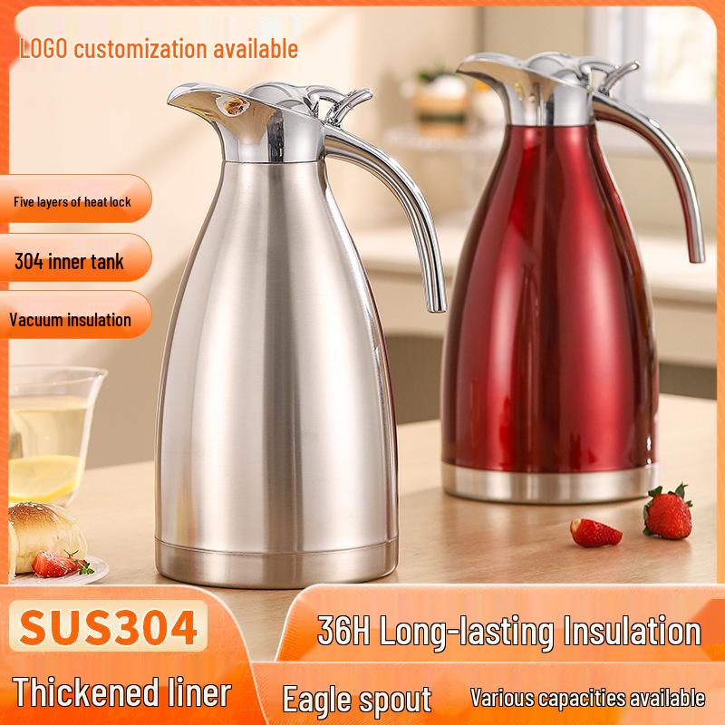 European Style 304 Stainless Steel Vacuum Insulated Flask, Large Capacity Hot Water Bottle, Double Layer Coffee Pot