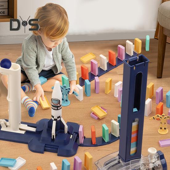 Domino Train Toy for Kids Ages 3-12 Automatic Electric Building And Stacking Domino Blocks with Music Educational Learning Toy for Autistic Christmas