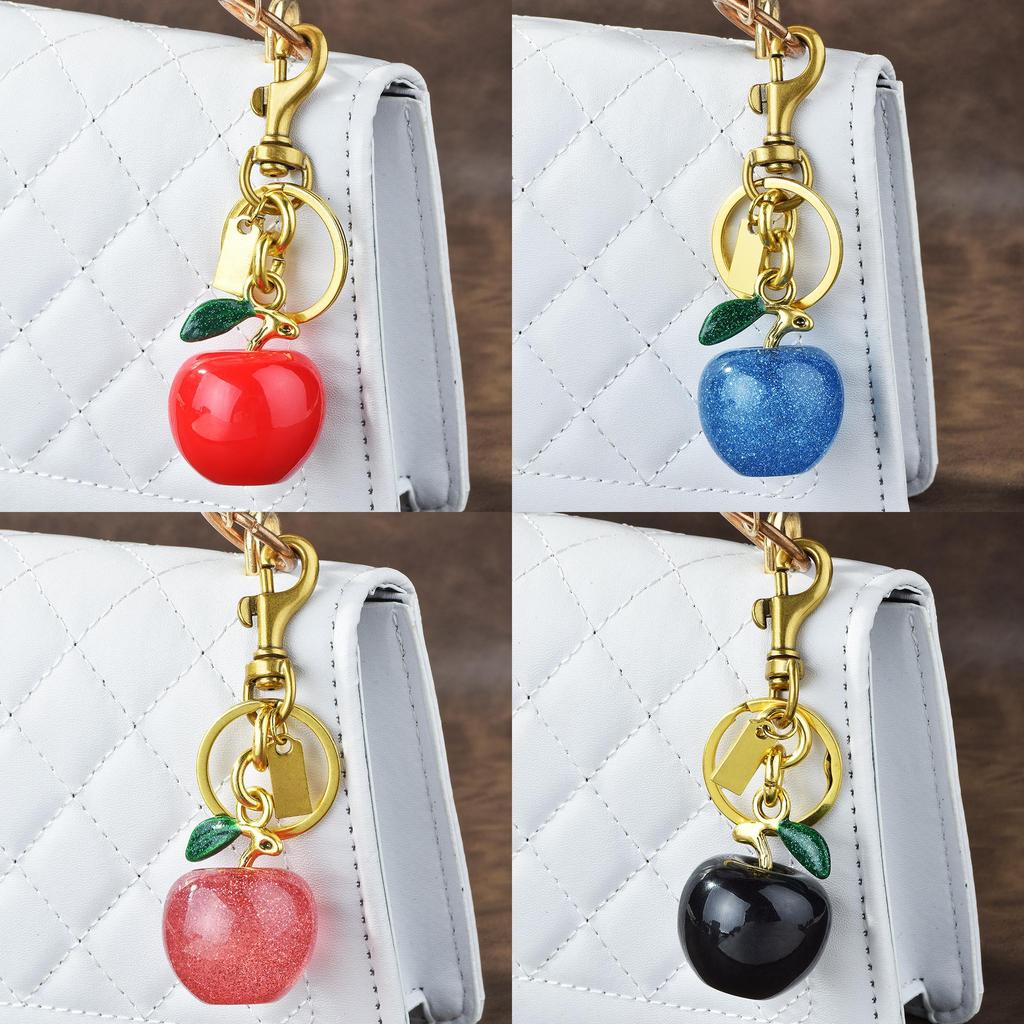 Apple Keychain Bag Charm With Electroplated Metal For Fashion Accessories