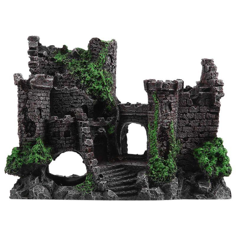 Kunstharz Aquarium Dekoration Antike Burg Aquarium Felsenhöhle Gebäude Dekoration Aquatische Landschaftsgestaltung Ornament