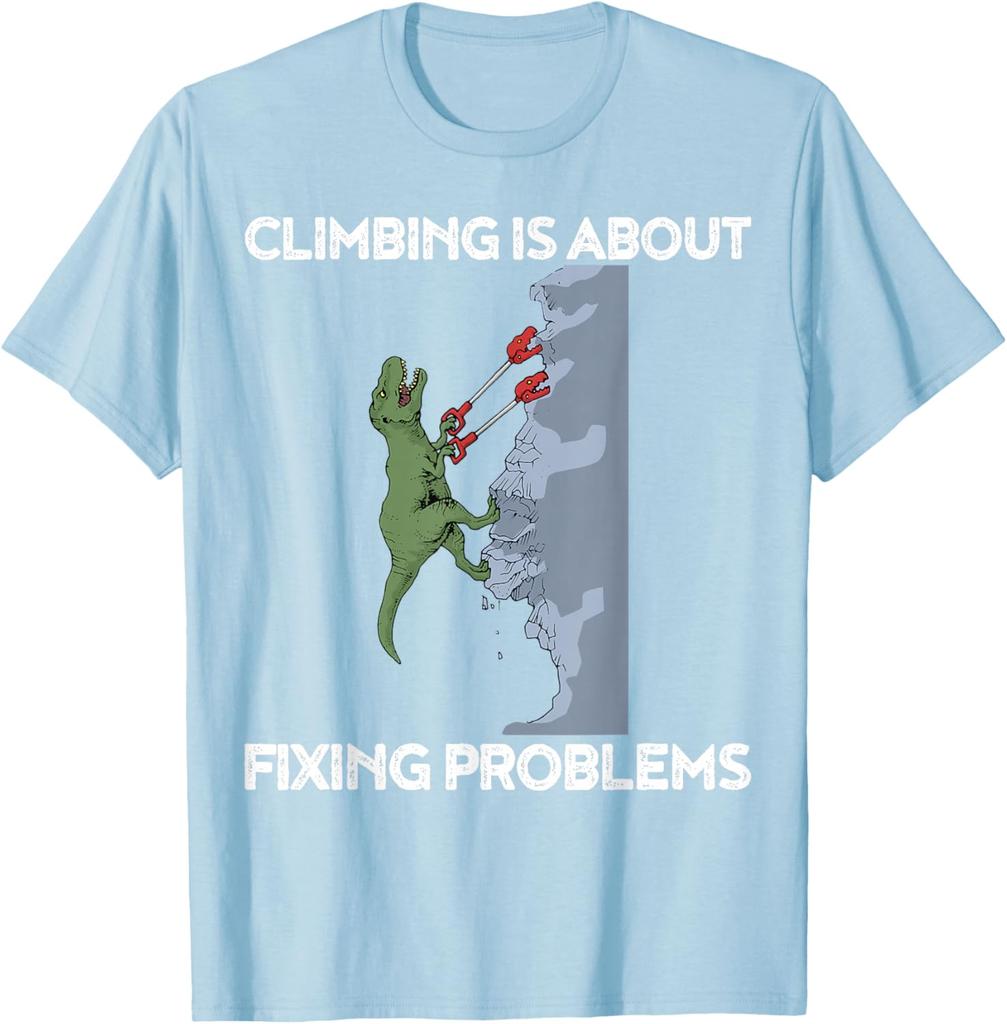 Funny Climbing TShirt TRex Rock Climber Dinosaur Tee TShirt