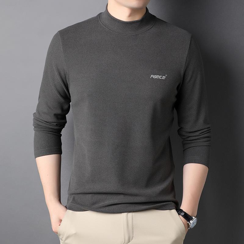 Double-sided Velvet Inner Layer Autumn Warm German Velvet Base Layer Half Turtle Collar Solid Color Close-fitting Base Layer for Men