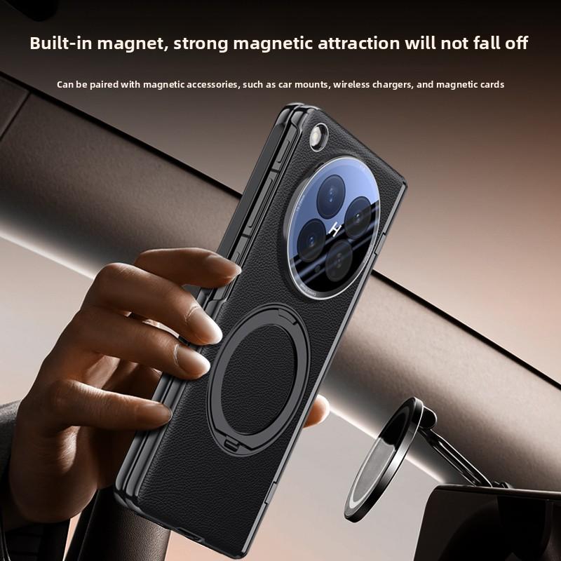 For OPPO Find N6 Case Luxury PU Leather Ring Stand Magnetic Wireless Charging Protective Back Cover For Find N6 N 6 Phone Shell