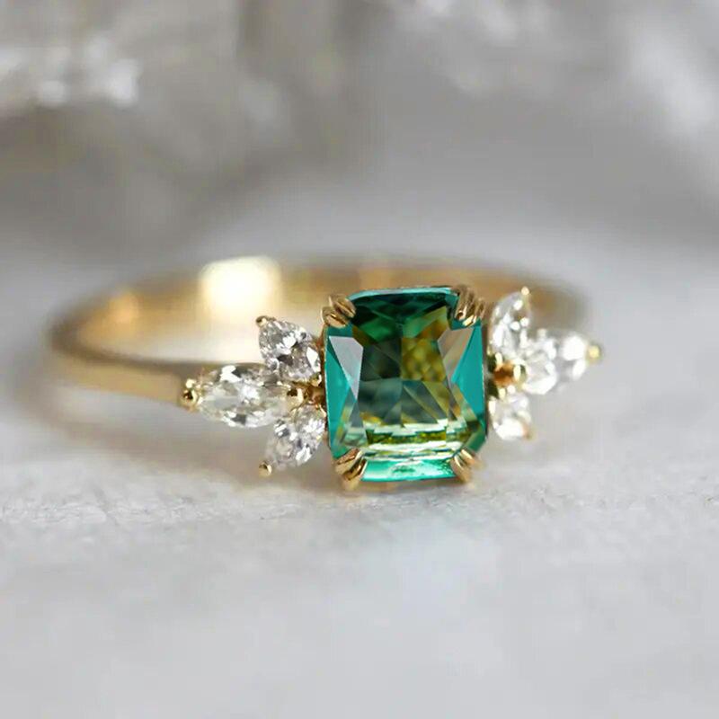 

Luxury Green Cubic Zirconia Gold Color Rings for WomenTrendy Wedding Accessories Anniversary Party Elegant Lady Zircon ZA8636-1-9