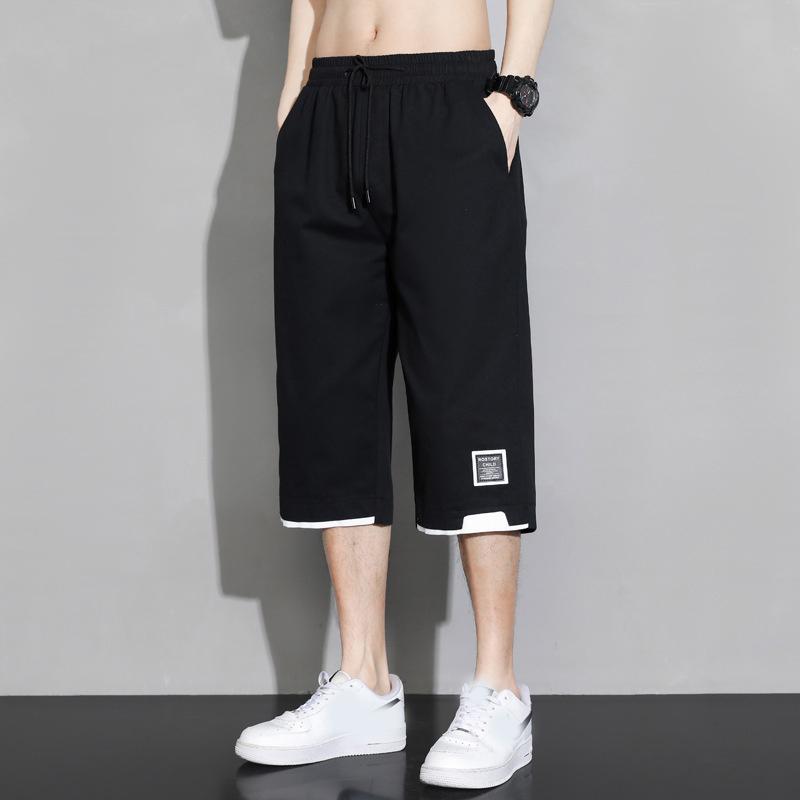 

Большие мужские шорты большого размера, летние модные свободные мужские спортивные и повседневные брюки, тонкие дышащие брюки XL чёрный