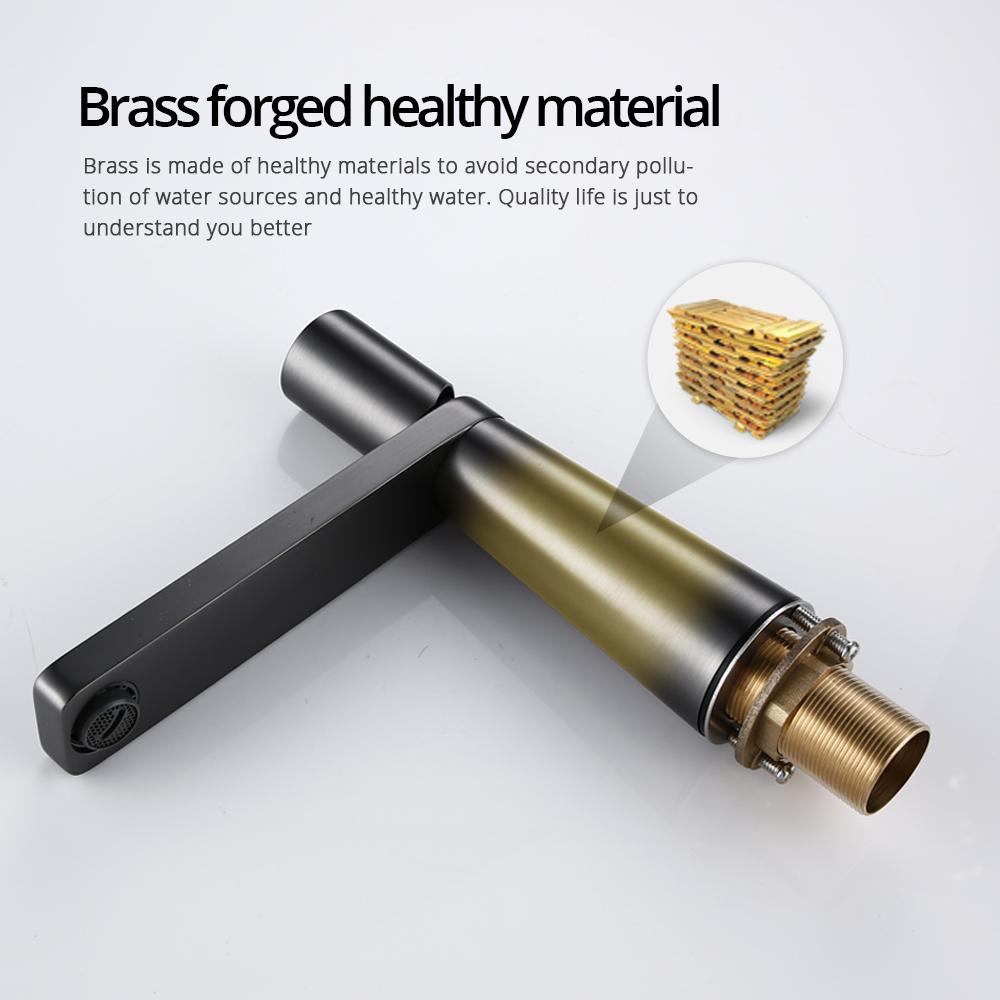 Basin Faucet Gunmetal Bathroom Tap Round Single Handle Single Hole Hot And Cold Water Deck Mounted Sink Mixer