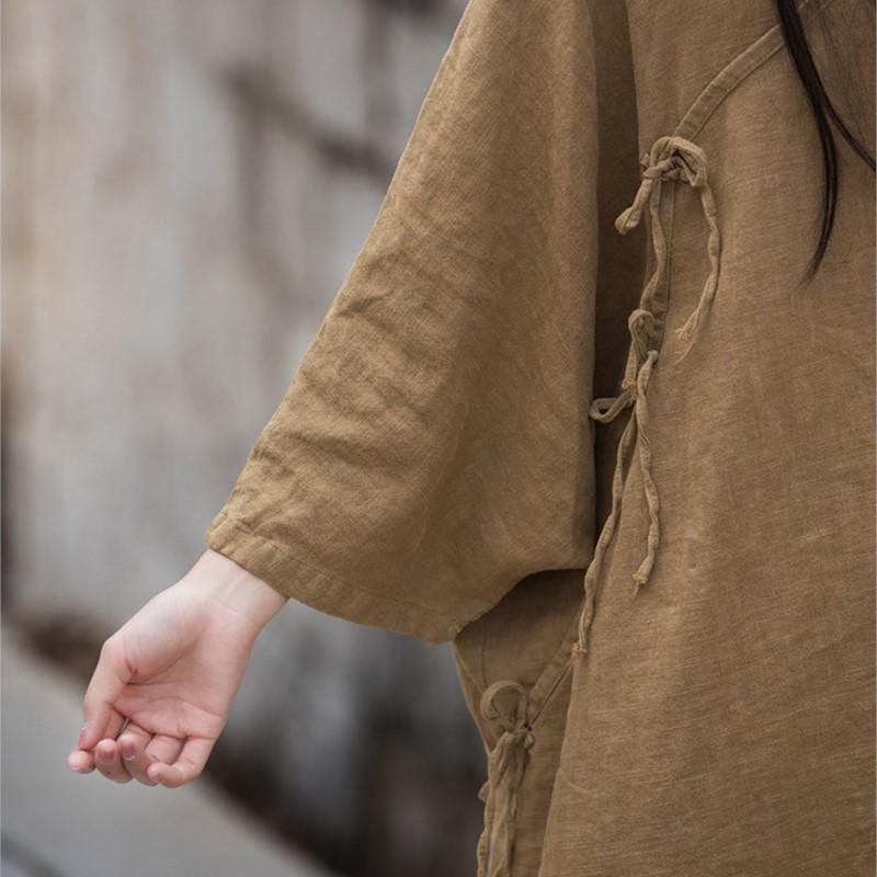 Johnature Frauen Vintage Shirts Verband Einfarbig Ramie Tops Frühling Chinesischen Stil Frauen Blusen Lose Weibliche Shirts