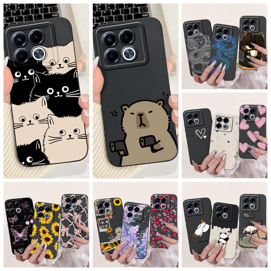 Für Infinix Note 40 5G X6852 Handyhülle Silikon Weiche Rückabdeckung Für Infinix Note40 X6851 Bumper Drachen Katze Blume Schmetterling Tasche