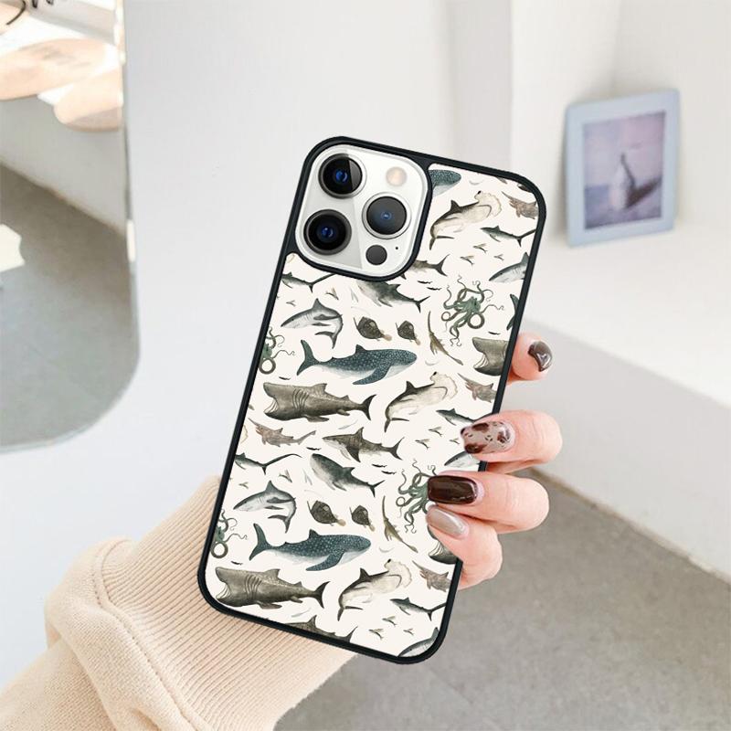 Ocean Whale Shark Swimming Phone Case For iPhone 17 Air 16 15 14 11 12 13 Pro  MAX Plus Coque Cover Shell