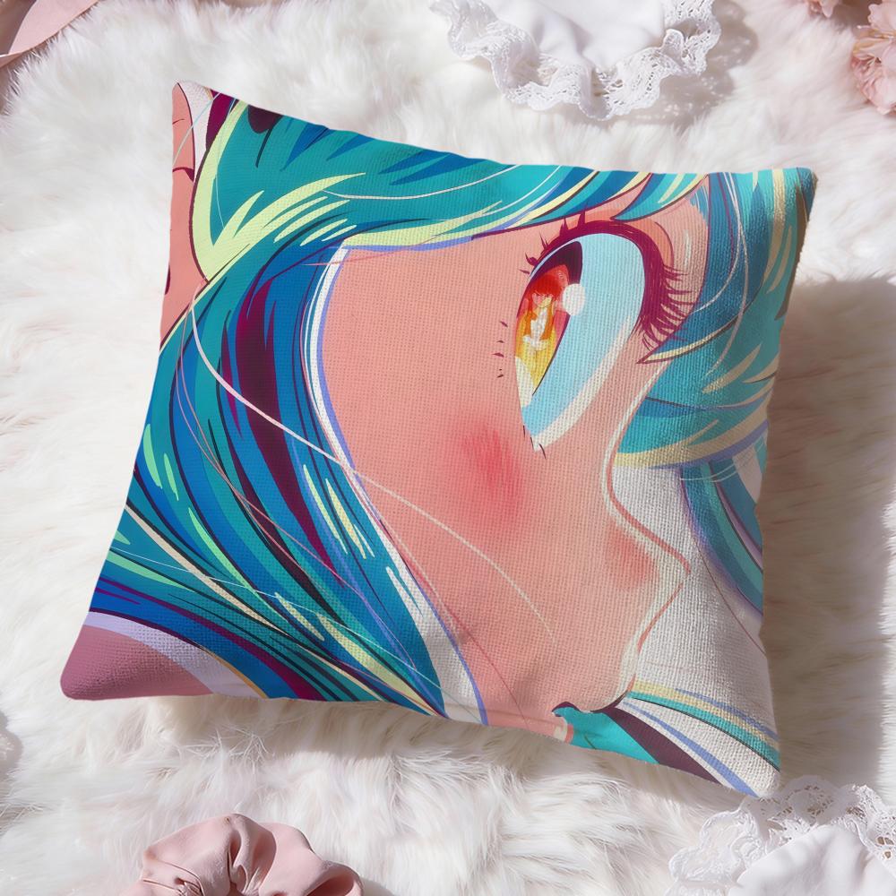 Cuscino Carino Anime U-Urusei Yatsura Copricuscino Comfort Premium Reversibile Copricuscino - Design Due in Uno per Qualsiasi Stanza e Interno Auto
