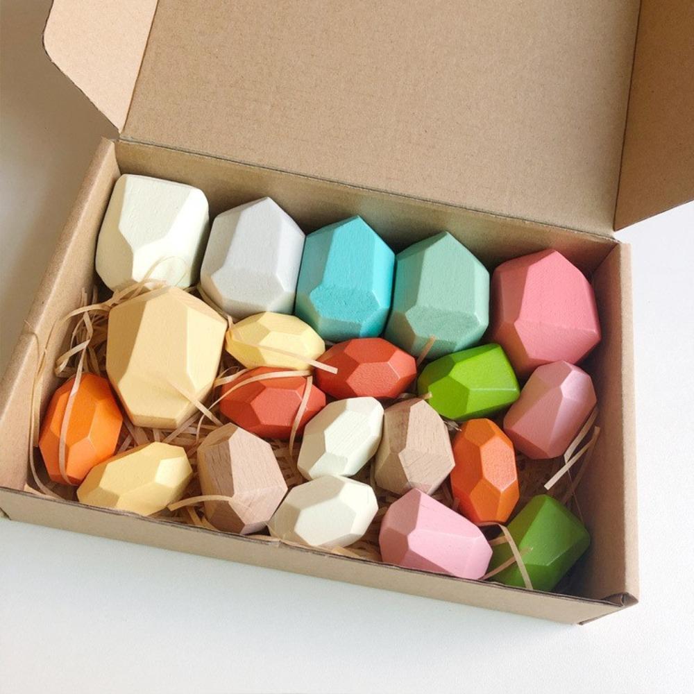 Wooden children's Nordic ins wind colored stone stacking music boys and girls indoor ornaments early education educational toys