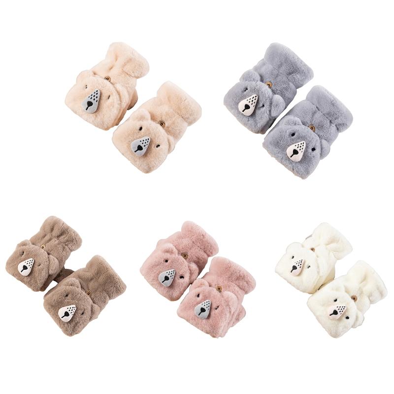 Cartoon Raccoons Shaped Convertible Gloves Winter Half Finger Mittens Stretchy Half Finger Gloves with Top Cover for Men