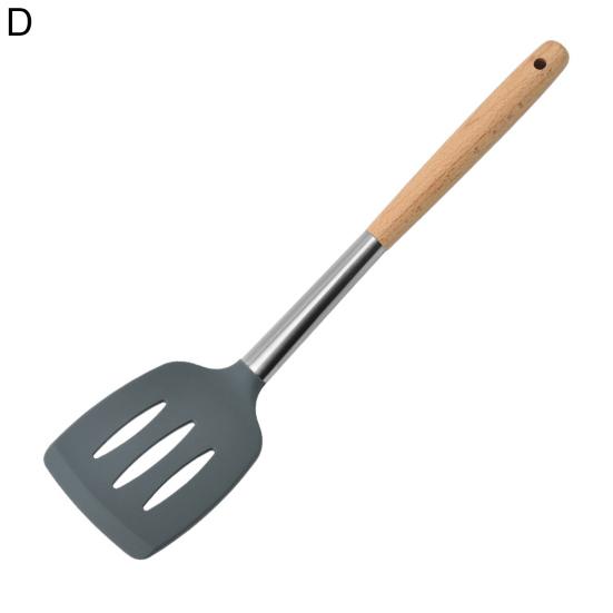 Cooking Spatula with Hole Heat-resistant Beech Non-stick Colander Spoon Spatula Kitchen Utensils