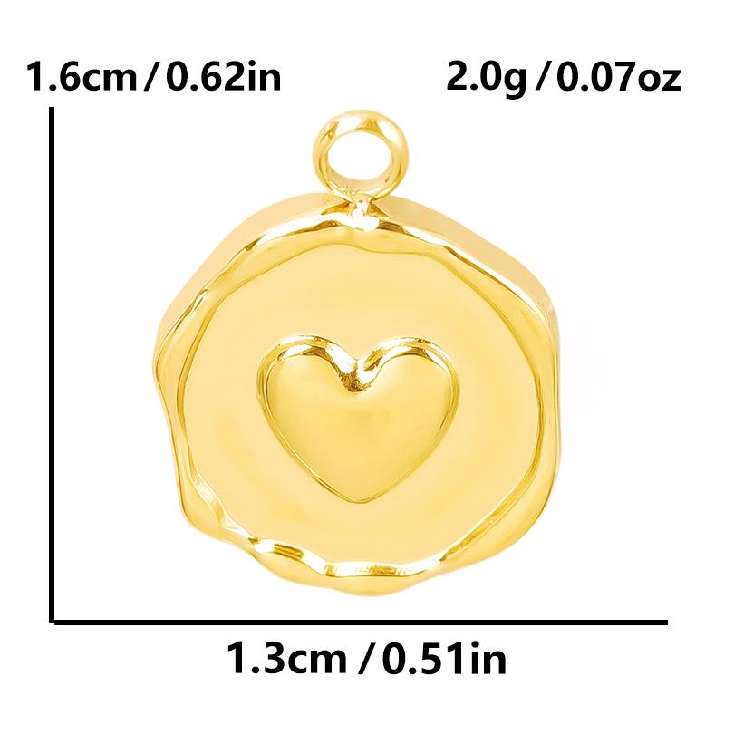 6pc Sweet Love Pendant Real Gold Plated Stainless Steel Heart Charms For Jewelry Making Supplies DIY Keychain Pendant Charm Bulk