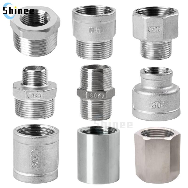 Conexão de encanamento 1/8” 1/4" 3/8" 1/2" 3/4" Aço Inoxidável 304 Rosca Macho Fêmea Redutor Adaptador de Tubo de Água Britânico