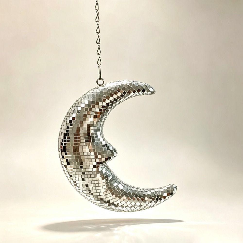 Reflective Finish Disco Moon Decoration Disco Style Party Room Decor Ornament Party Decor